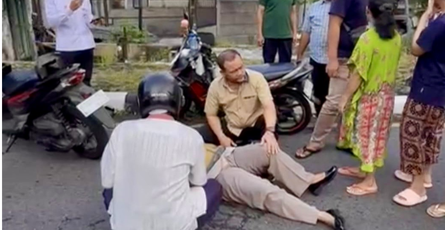 Gubernur Jawa Tengah, Ahmad Luthfi, memberikan pertolongan kepada korban kecelakaan lalu lintas di kawasan Gombel, Kota Semarang.