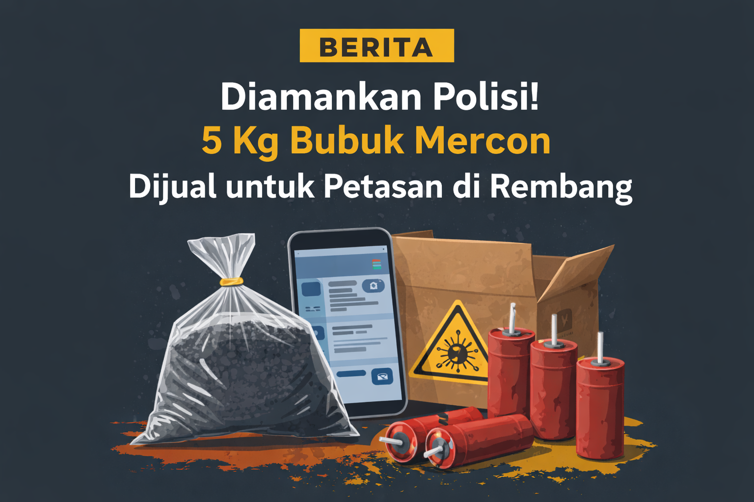 Ilustrasi bubuk mercon yang diperjualbelikan secara ilegal dan berhasil diamankan polisi di Rembang.