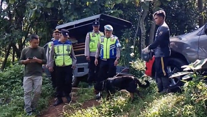 Petugas melakukan pencarian terhadap pelaku pencurian di kawasan hutan dan perkebunan Kecamatan Dawe, Kudus, Senin (13/4/2026).