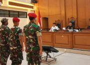 Sidang kasus pembunuhan kepala cabang bank M Ilham Pradipta dengan tiga prajurit TNI sebagai terdakwa di Pengadilan Militer Jakarta.